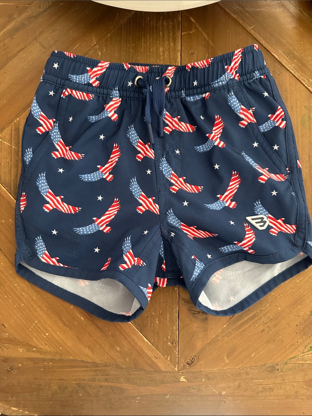 BURLEBO Navy Patriotic Eagle Print Shorts